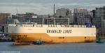 ID 13988 Grimaldi Lines' 68148gt, 2021-built vehicle carrier GRANDE TEXAS (2021/IMO 9796365/65148gt) sails from Auckland's Bledisloe Wharf concluding her second call in Auckland since her maiden visit in...